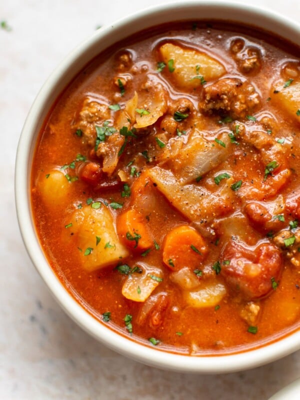 close-up of Instant Pot cabbage soup