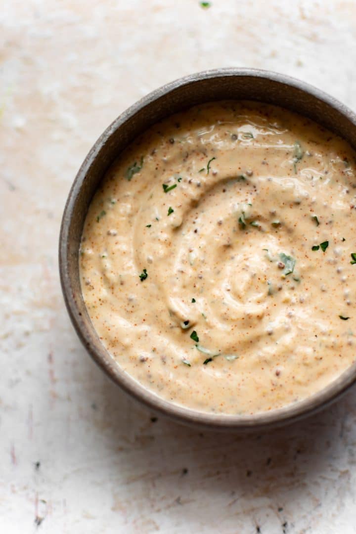 Cajun remoulade sauce in a bowl