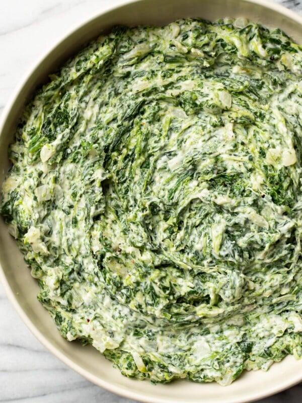 a bowl of creamed spinach