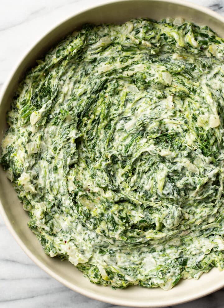 a bowl of creamed spinach