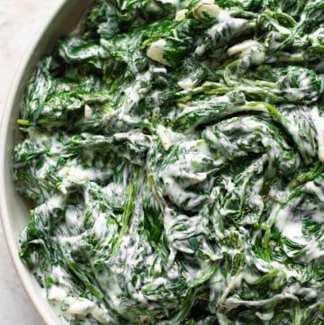 easy creamed spinach close-up