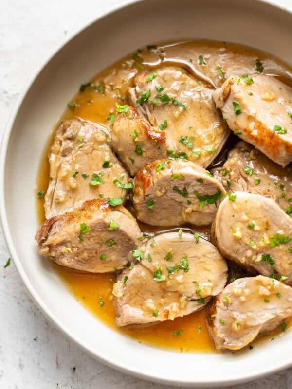 Instant Pot pork tenderloin medallions close-up