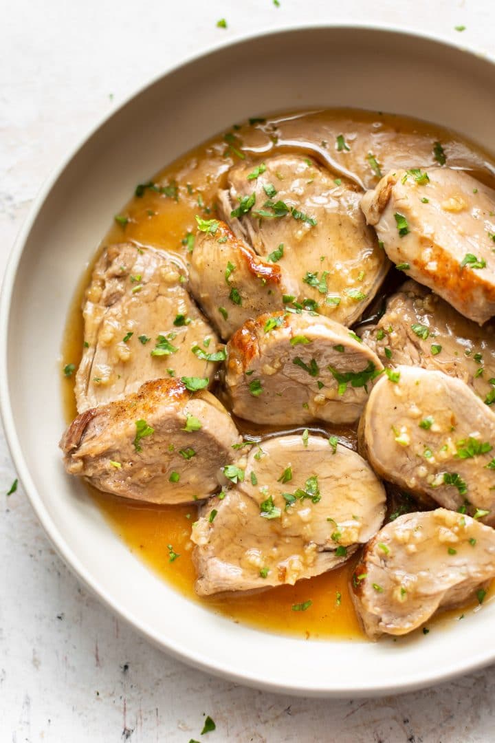 Instant Pot pork tenderloin medallions close-up