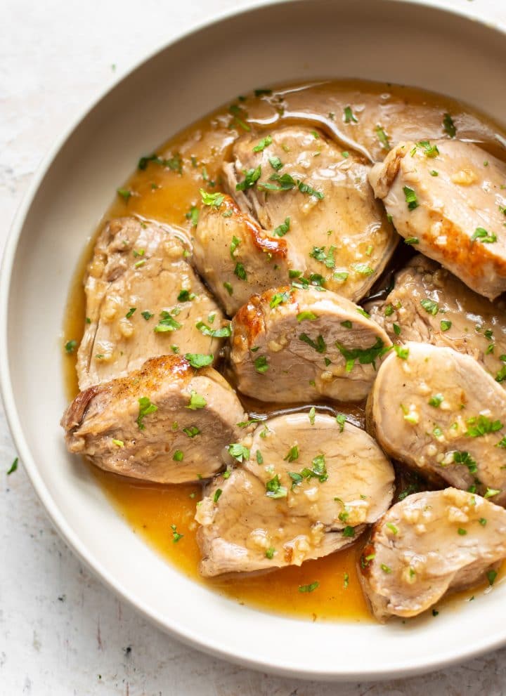 Instant Pot pork tenderloin medallions close-up