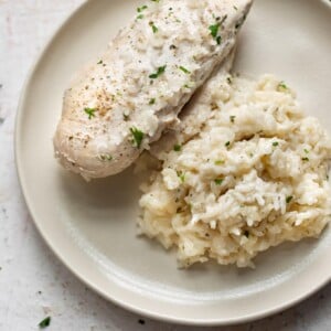 chicken and rice casserole on a plate