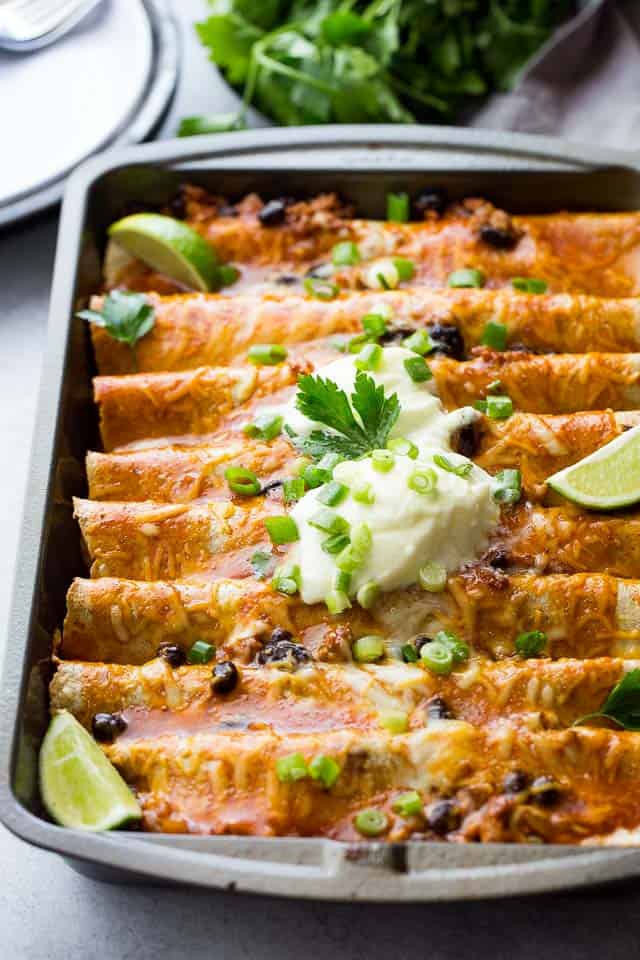 ground turkey and black bean enchiladas