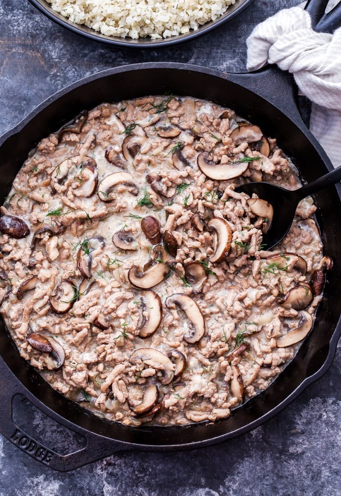 ground turkey mushroom Stroganoff