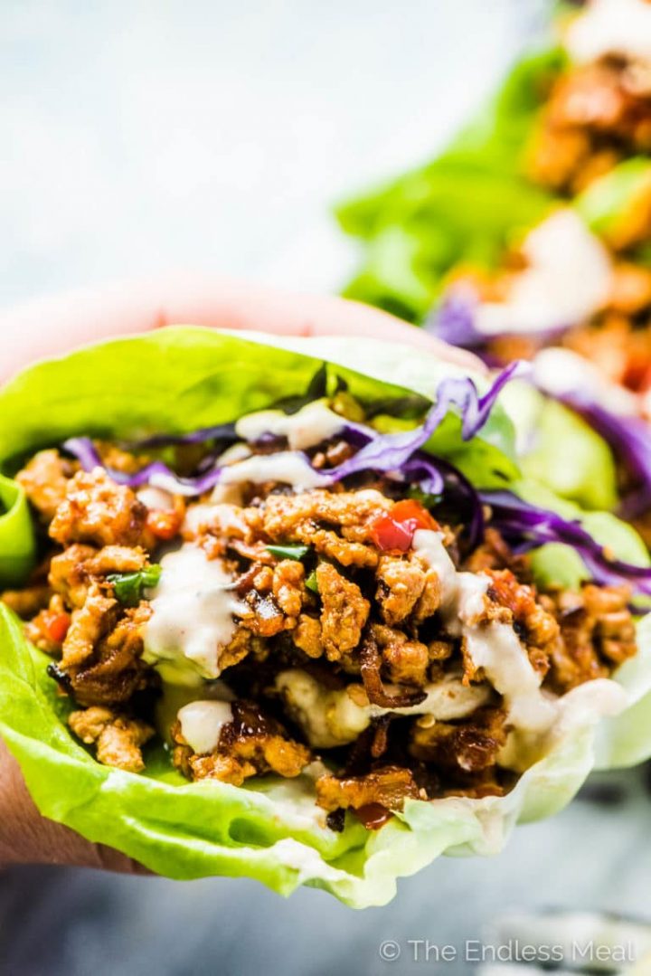 Thai turkey lettuce wraps