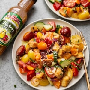 Cajun panzanella salad with Tony Chachere's Italian Salad Dressing