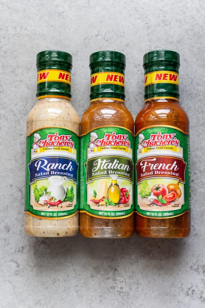 Tony Chachere's Ranch, Italian, and French salad dressings