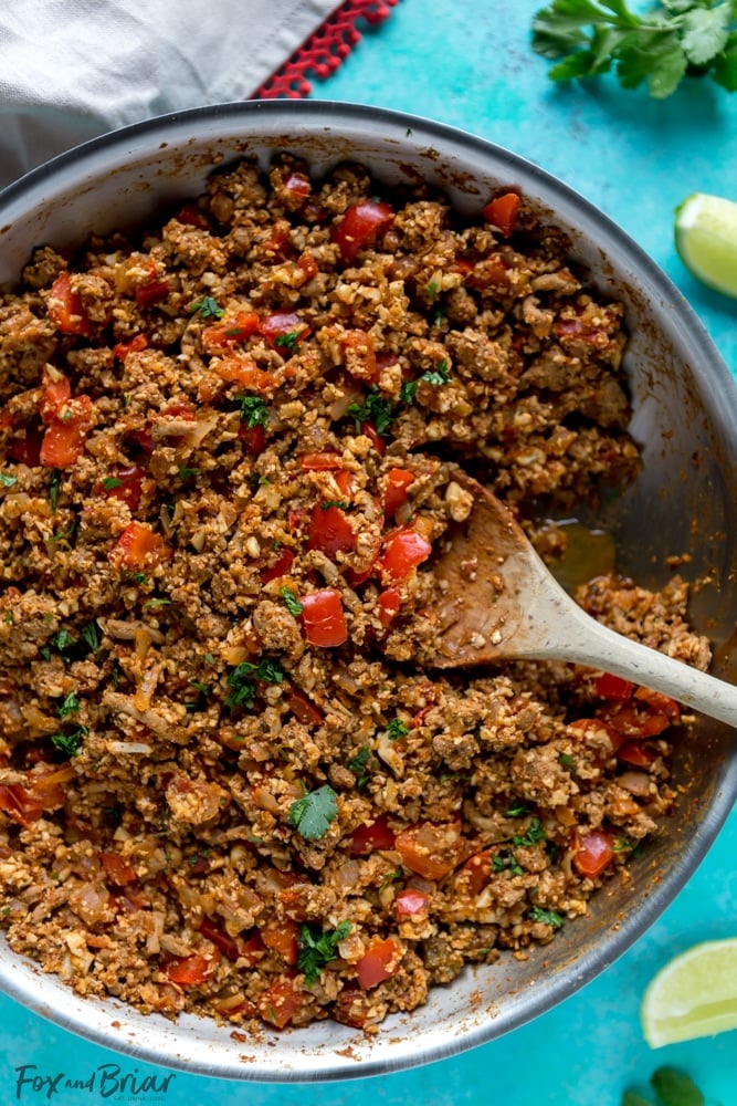 ground turkey cauliflower rice skillet