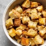 crispy homemade croutons in a bowl