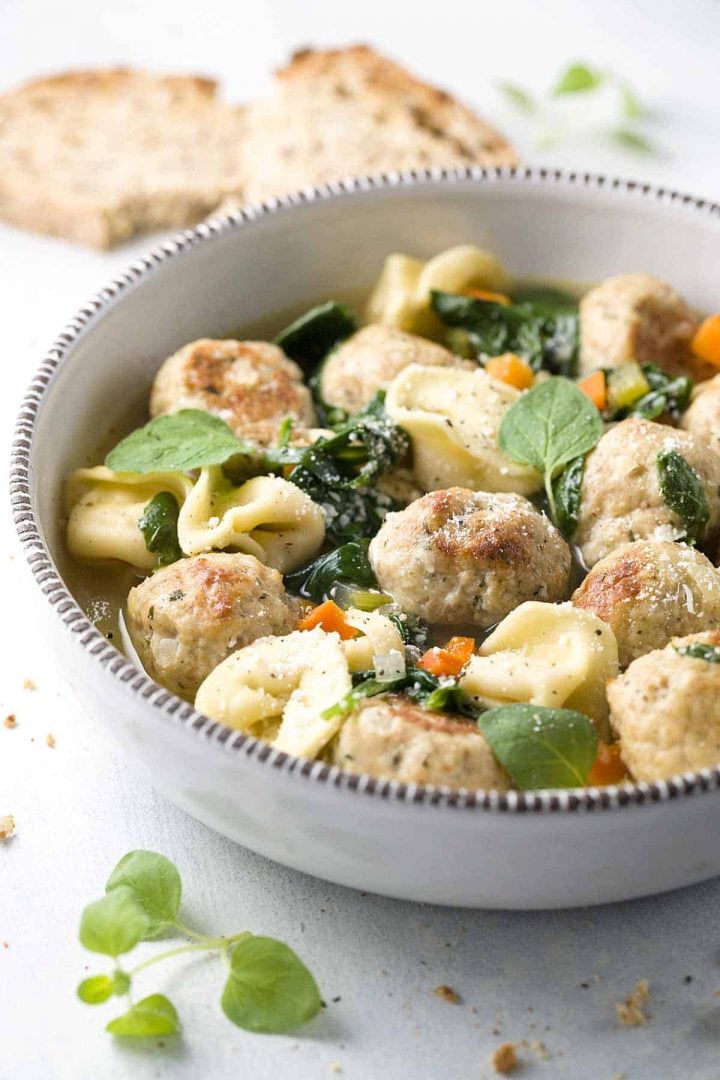 Italian wedding soup with meatballs