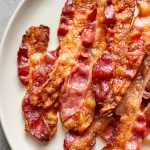 close-up of oven baked bacon