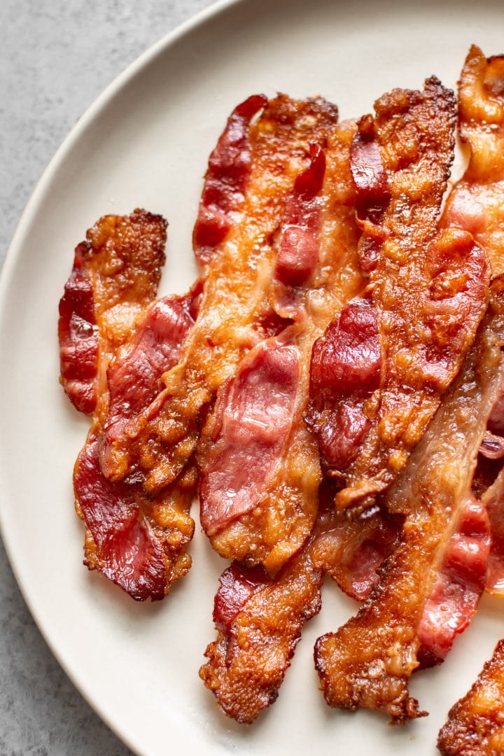 close-up of oven baked bacon