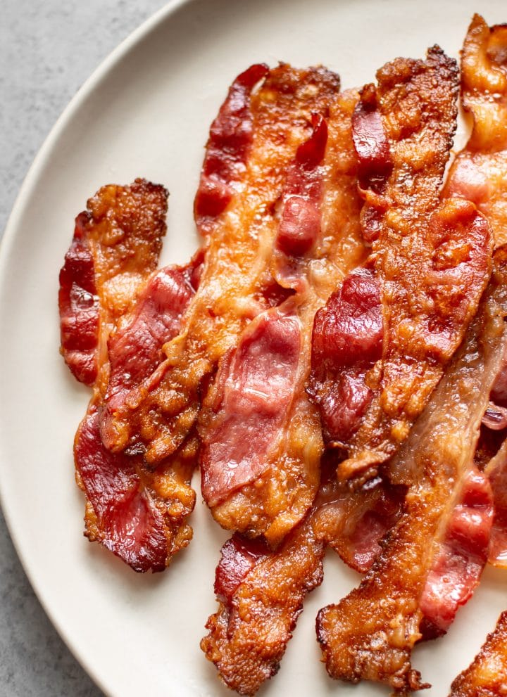 close-up of oven baked bacon
