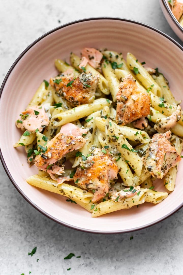 salmon pesto pasta (with penne)