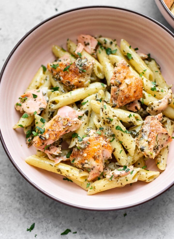 salmon pesto pasta (with penne)