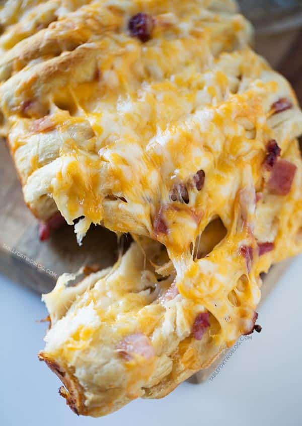 ham and cheese pull-apart bread close-up