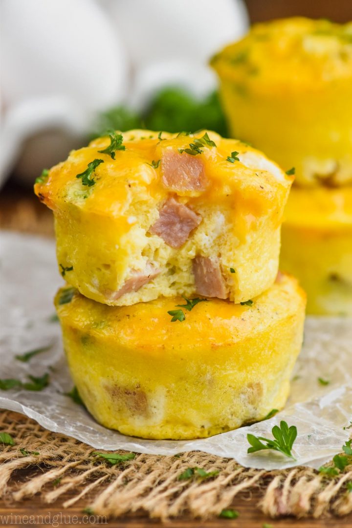 stacked ham and cheese egg muffins