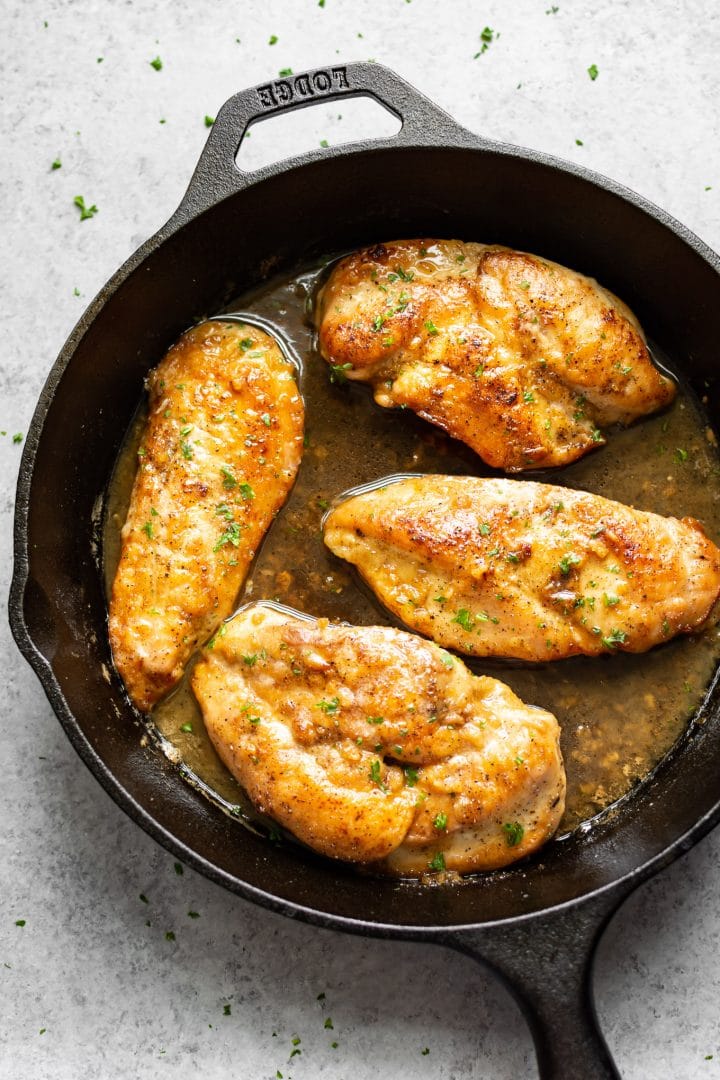 honey soy chicken in a skillet