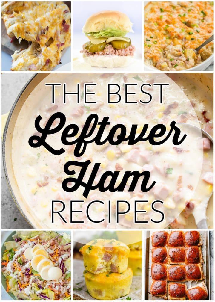 collage of the best leftover ham recipes