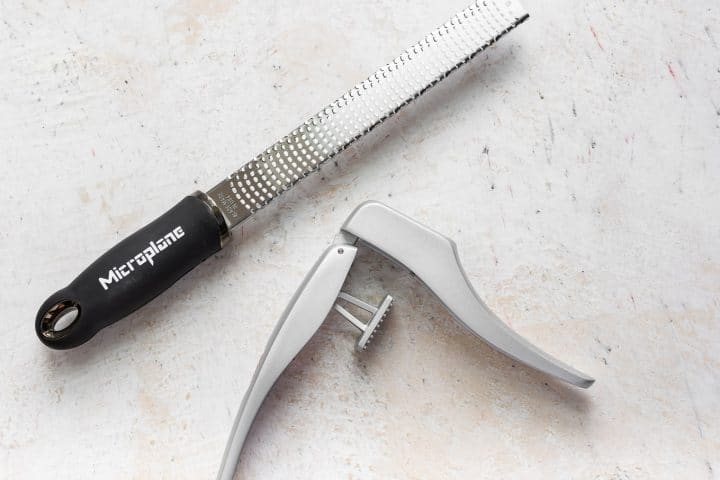 Microplane grater and garlic press