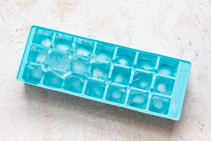 ice cubes in an ice cube tray