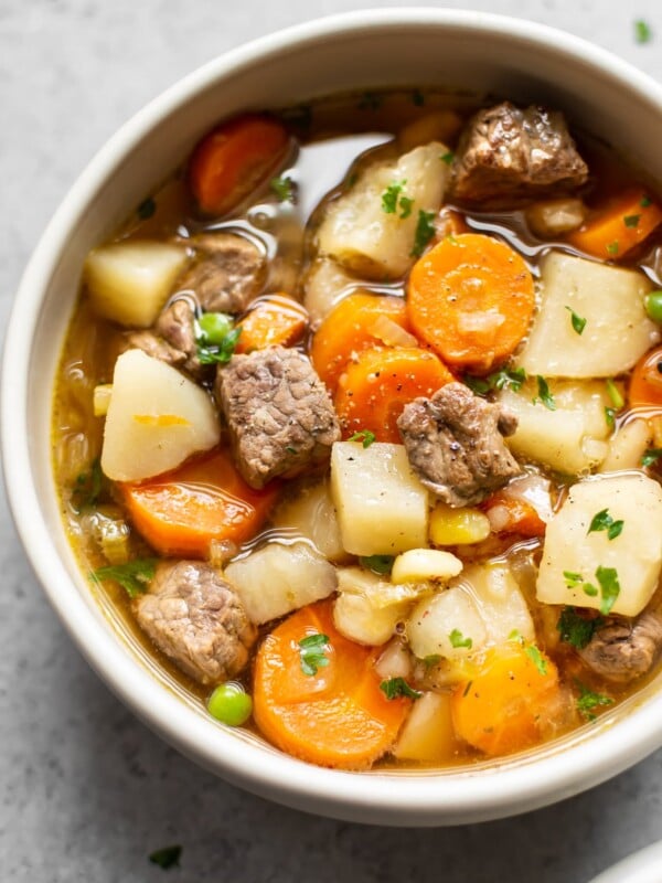 close-up of Instant Pot beef vegetable soup