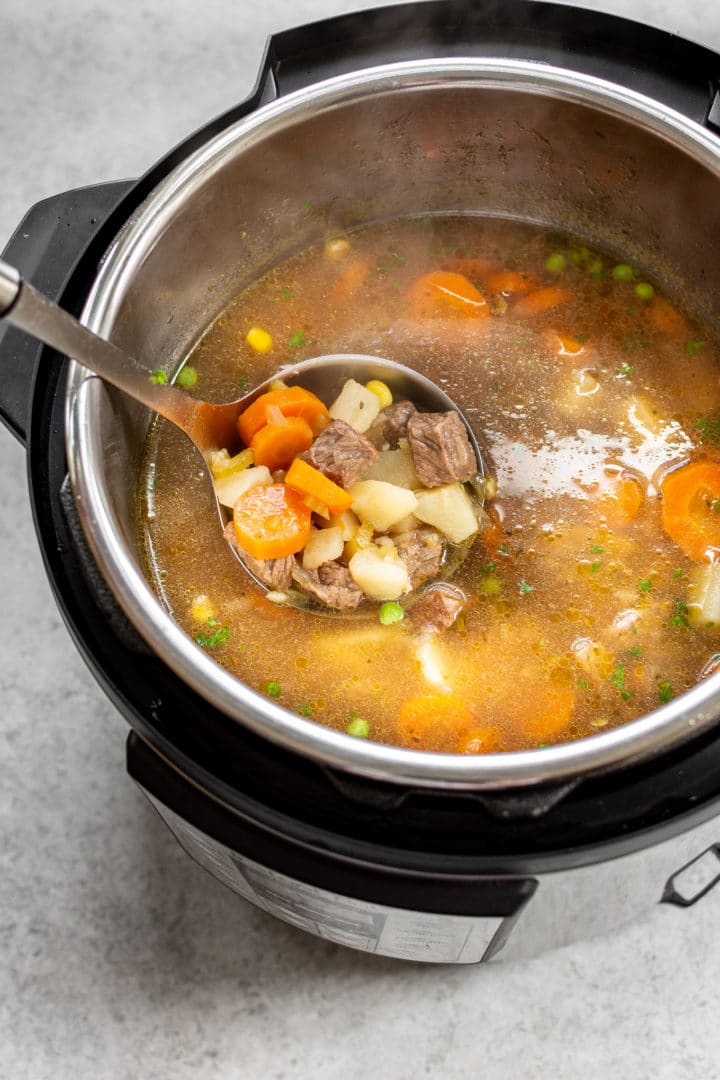 beef and vegetable soup in the Instant Pot