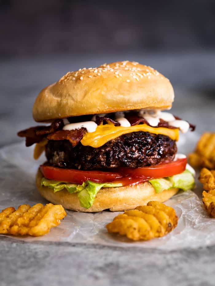 marinated ranch bacon cheeseburger