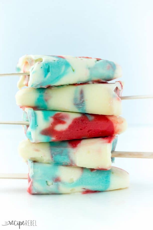 red white and blue pudding pops