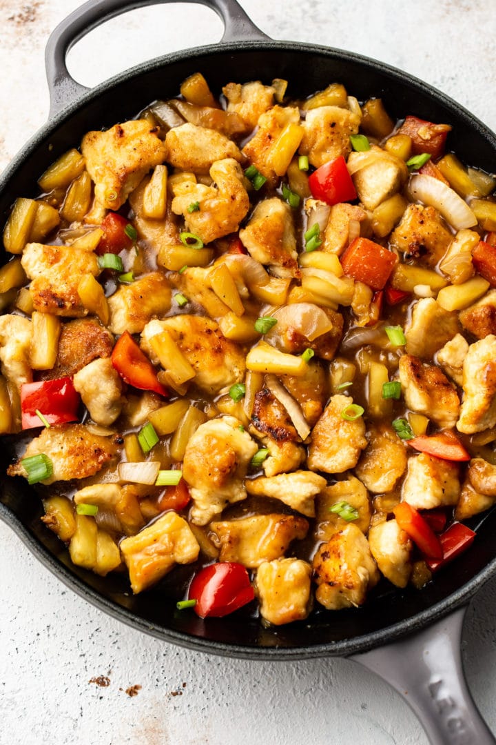 pineapple chicken in a skillet