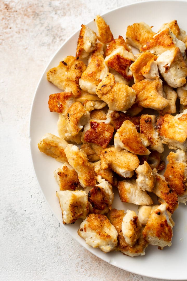 pan-fried chicken on a plate (prep photo)