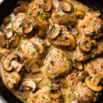 creamy pork marsala in a skillet