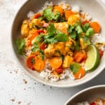 The best Thai chicken curry (in two beige bowls)