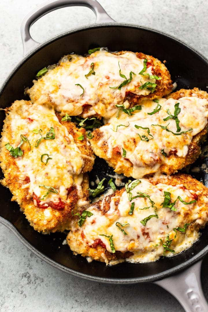 chicken parmesan in a skillet