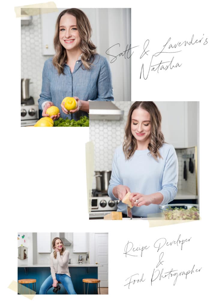 collage of photos of Salt & Lavender's Natasha Bull in the kitchen