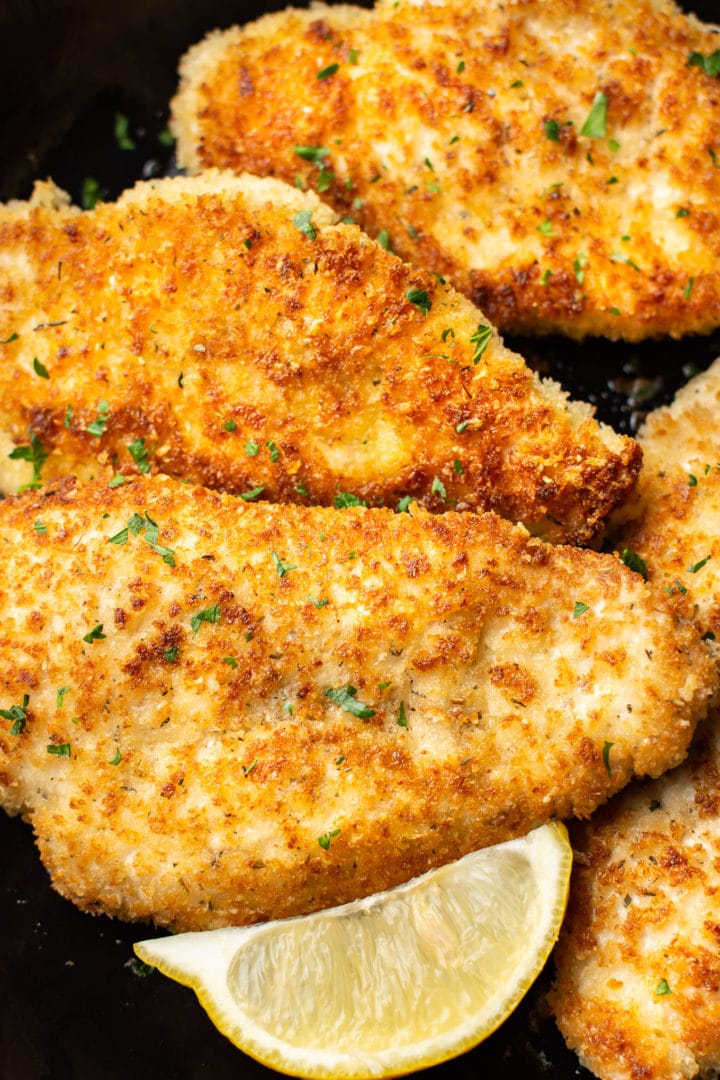 close-up of parmesan crusted chicken