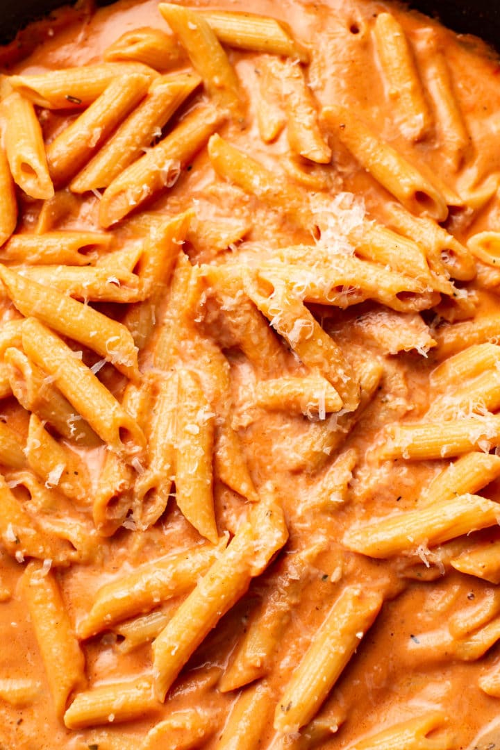 creamy tomato pasta close-up