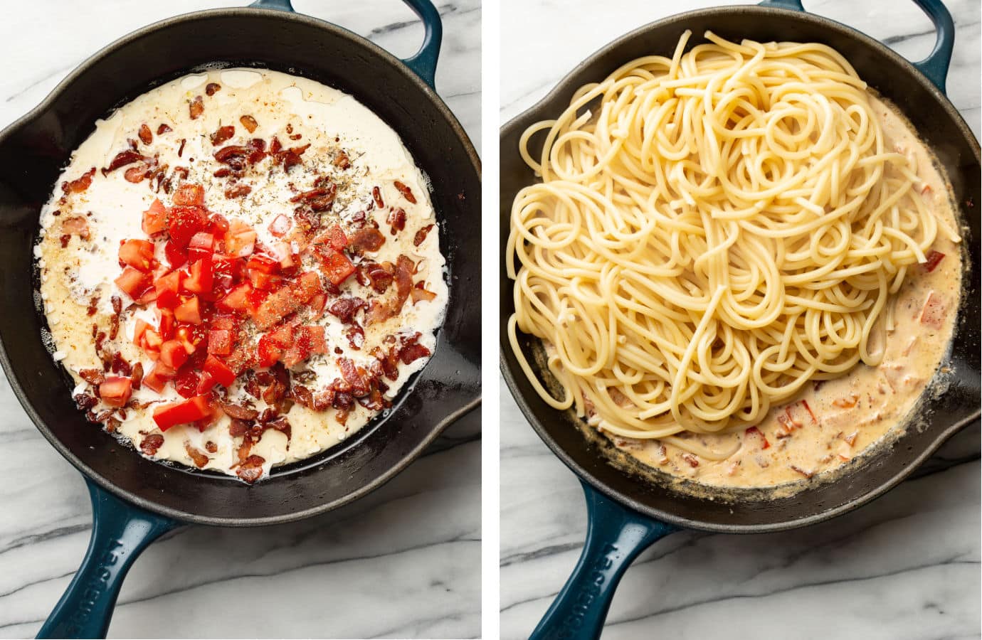 Easy Creamy Bacon Tomato Pasta • Salt & Lavender