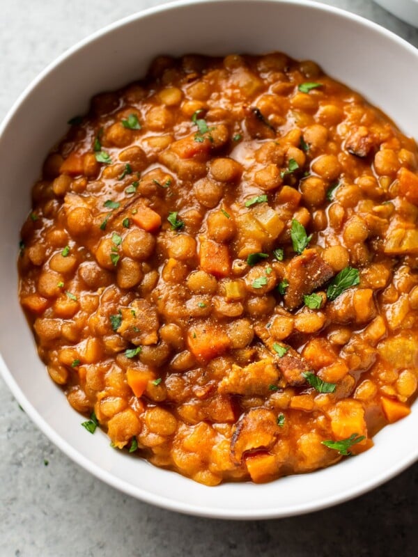 Instant Pot lentil stew (close-up)