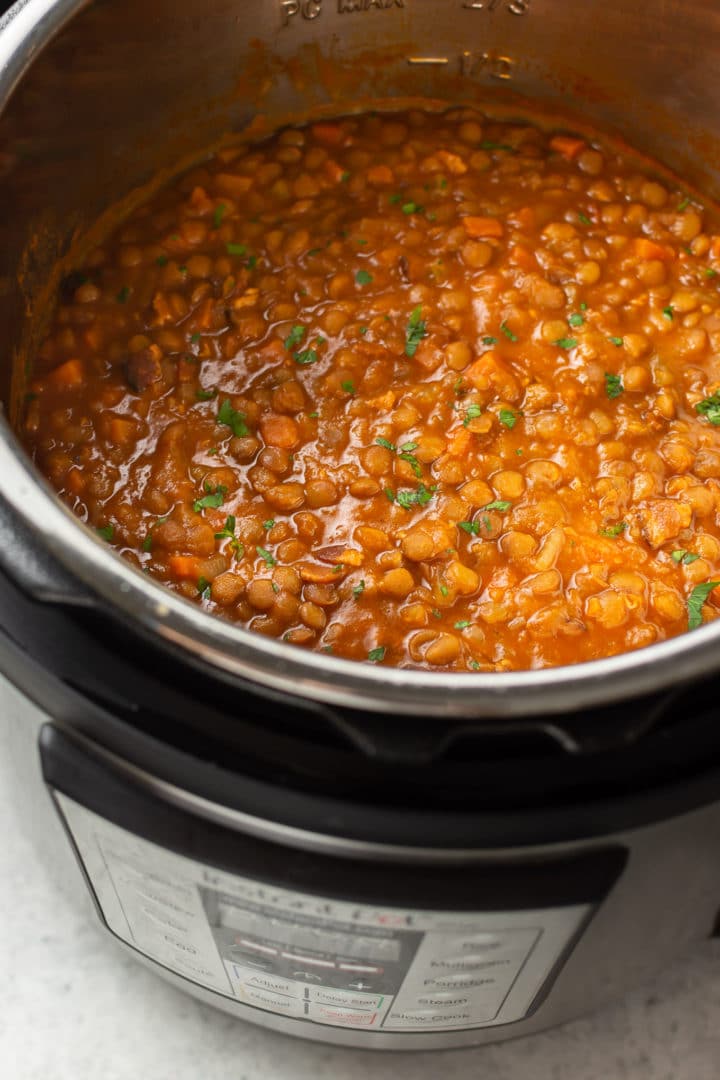 lentil stew in an Instant Pot