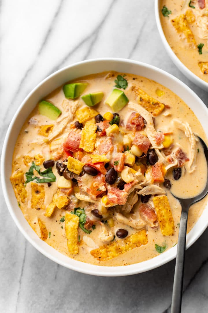 Creamy Chicken Tortilla Soup with the BEST broth!!!