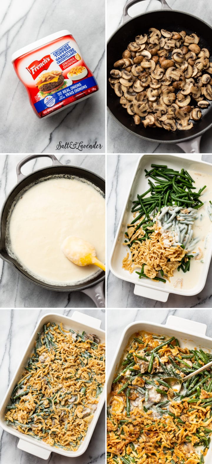 homemade green bean casserole process collage