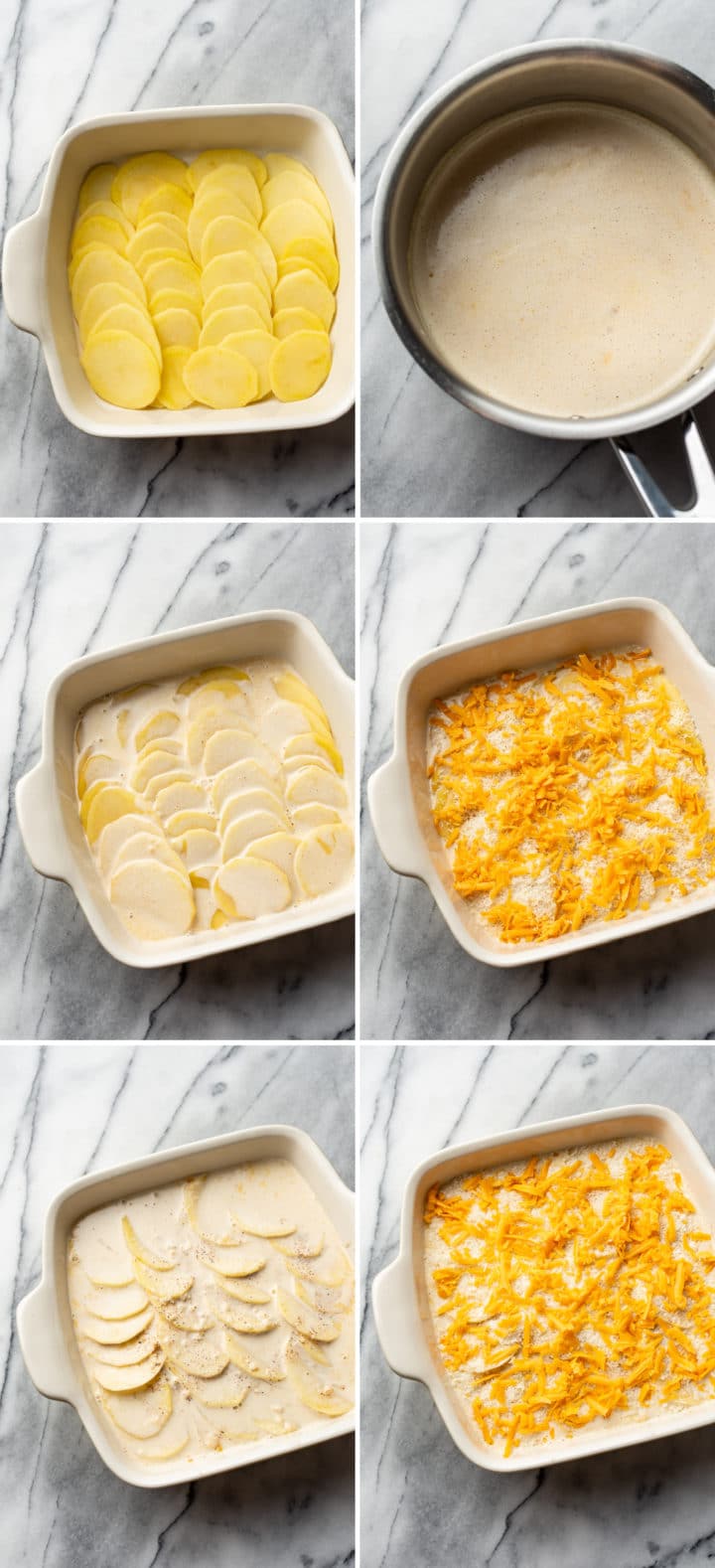 Cajun scalloped potatoes process collage