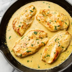 lemon pepper chicken in a skillet