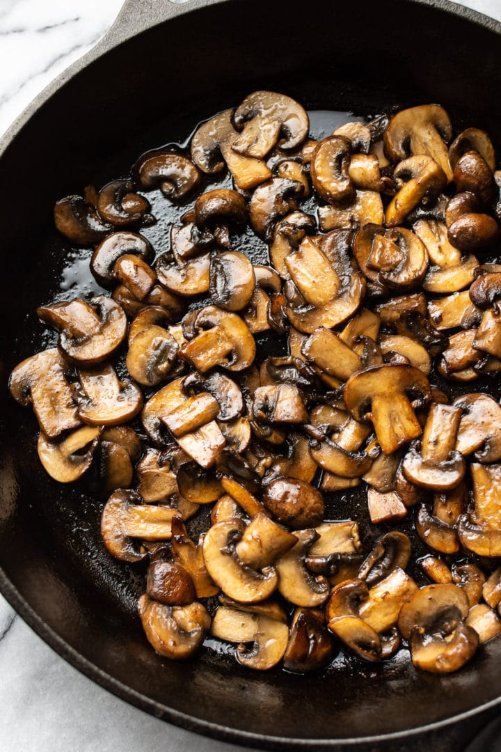 seared mushrooms in a skillet