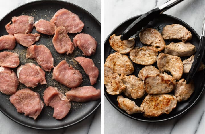 pork tenderloin before and after cooking