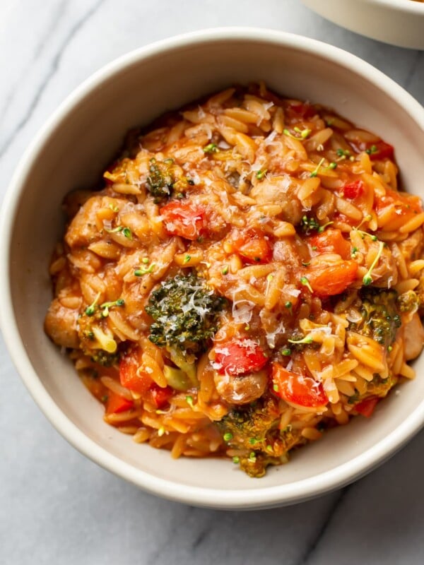 tomato orzo in a bowl